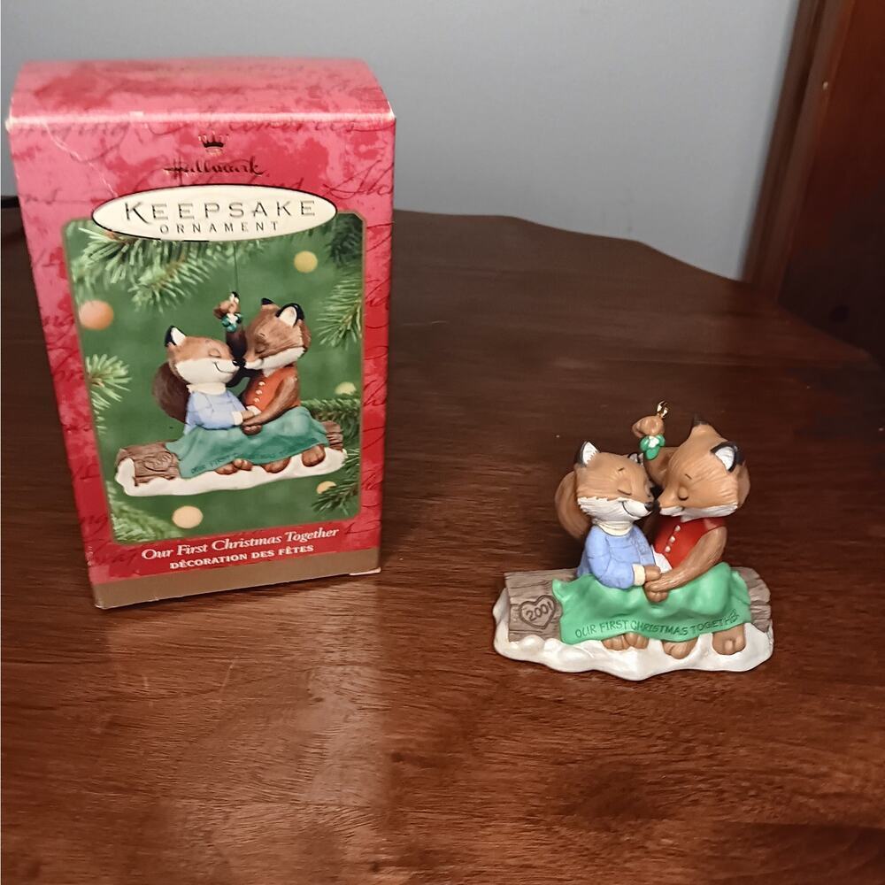 🌸3 for $15 Hallmark Our First Christmas Together Dated 2001 Foxes on a Log